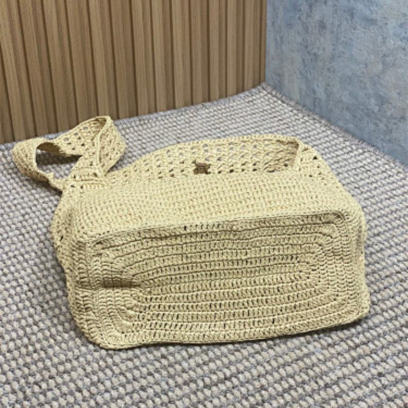 Saint Laurent (YSL) Le 5 à 7 Soft Hobo in crocheted raffia.
