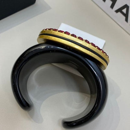 Chanel black resin Gripoix cuff bracelet