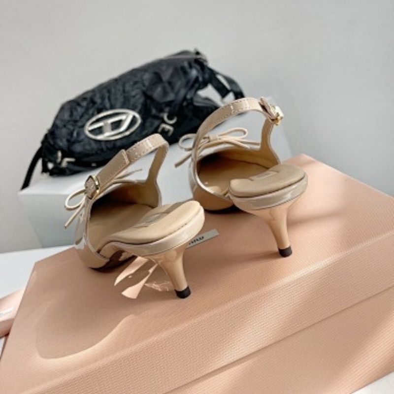 Miu Miu Bow Slingback Kitten Heel Pumps