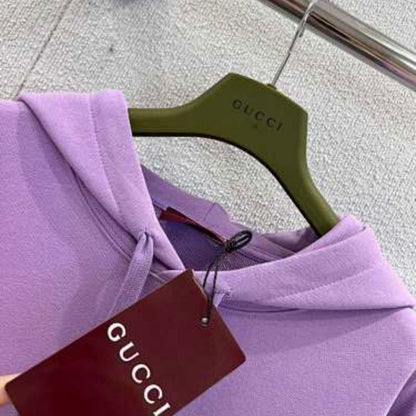 Gucci logo-print cotton hoodie in a violet