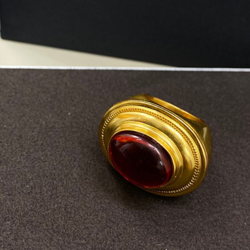 Saint Laurent Gripoix Cabochon Signet Ring