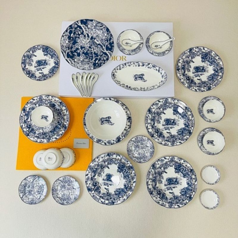 Blue and White Toile de Jouy Tableware Set from Dior Maison.