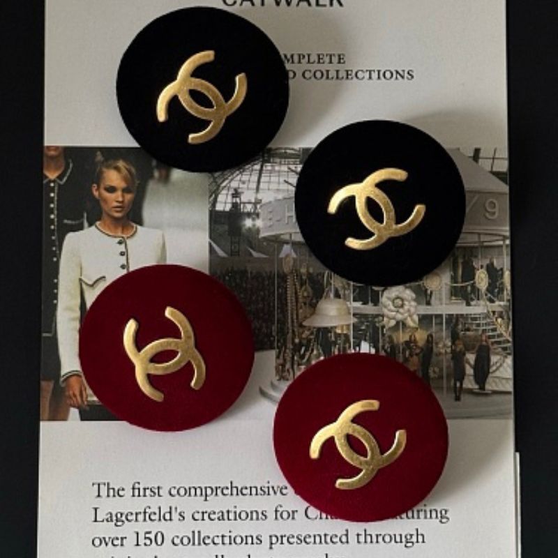 Chanel Velvet CC Button Clip-On Earrings