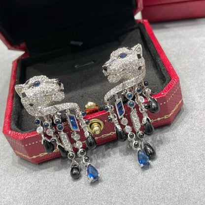 Panthère de Cartier Sapphire and Onyx Tassel Drop Earrings,
