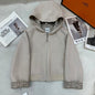 HERMES PARIS beige hooded short coat