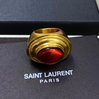 Saint Laurent Gripoix Cabochon Signet Ring