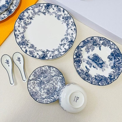 Blue and White Toile de Jouy Tableware Set from Dior Maison.
