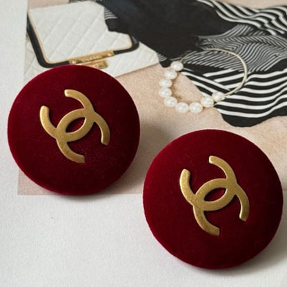 Chanel Velvet CC Button Clip-On Earrings