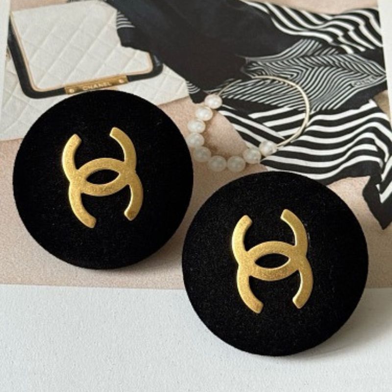Chanel Velvet CC Button Clip-On Earrings