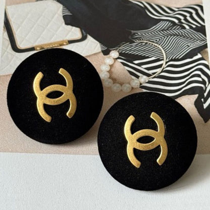 Chanel Velvet CC Button Clip-On Earrings