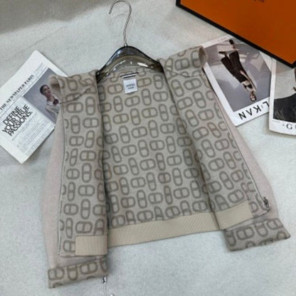 HERMES PARIS beige hooded short coat