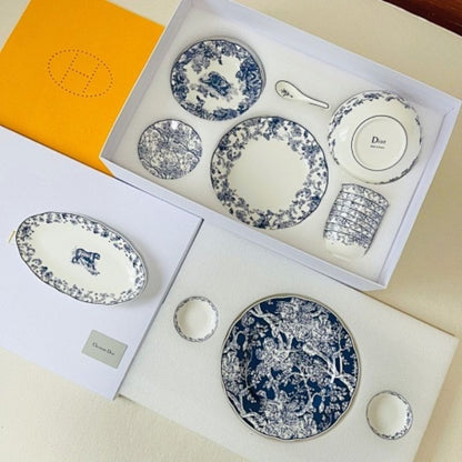 Blue and White Toile de Jouy Tableware Set from Dior Maison.