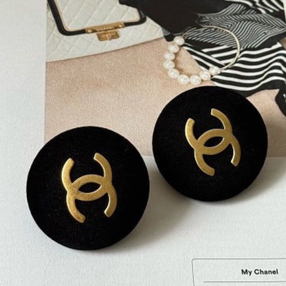 Chanel Velvet CC Button Clip-On Earrings