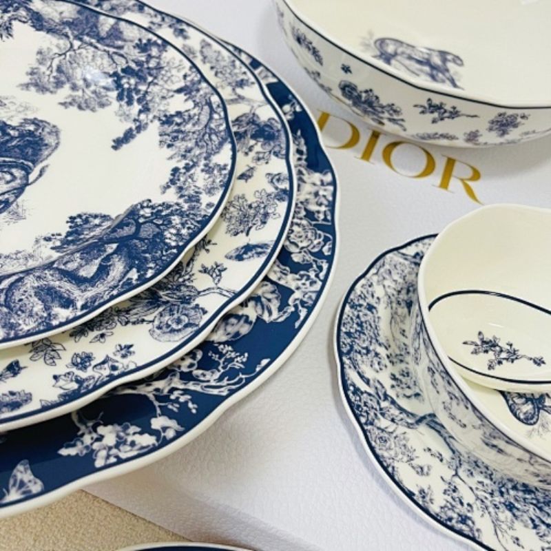 Blue and White Toile de Jouy Tableware Set from Dior Maison.