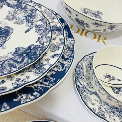 Blue and White Toile de Jouy Tableware Set from Dior Maison.