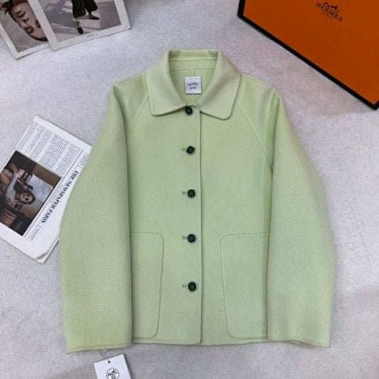 HERMES light green short coat made of a soft wool