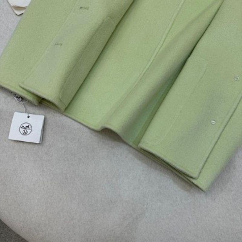 HERMES light green short coat made of a soft wool