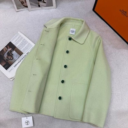 HERMES light green short coat made of a soft wool