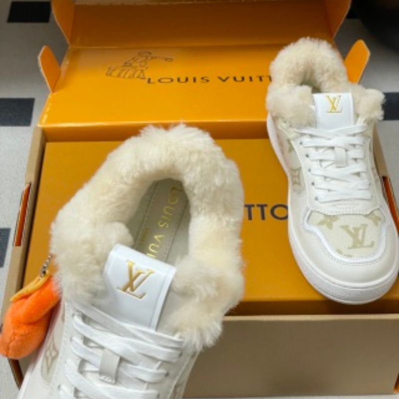 Louis Vuitton LV Stadium Sneaker in the white and beige Monogram denim colorway