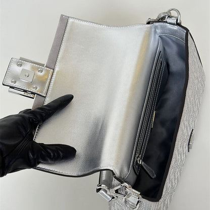 Fendi Baguette sparkling silver crystals shoulder bag