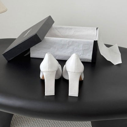 Chanel Interlocking CC Square-Toe Pumps in white (blanc)