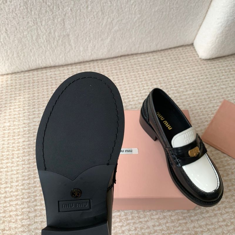 Miu Miu Two-Tone Patent-Leather Penny Loafers