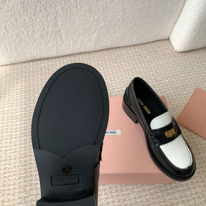 Miu Miu Two-Tone Patent-Leather Penny Loafers