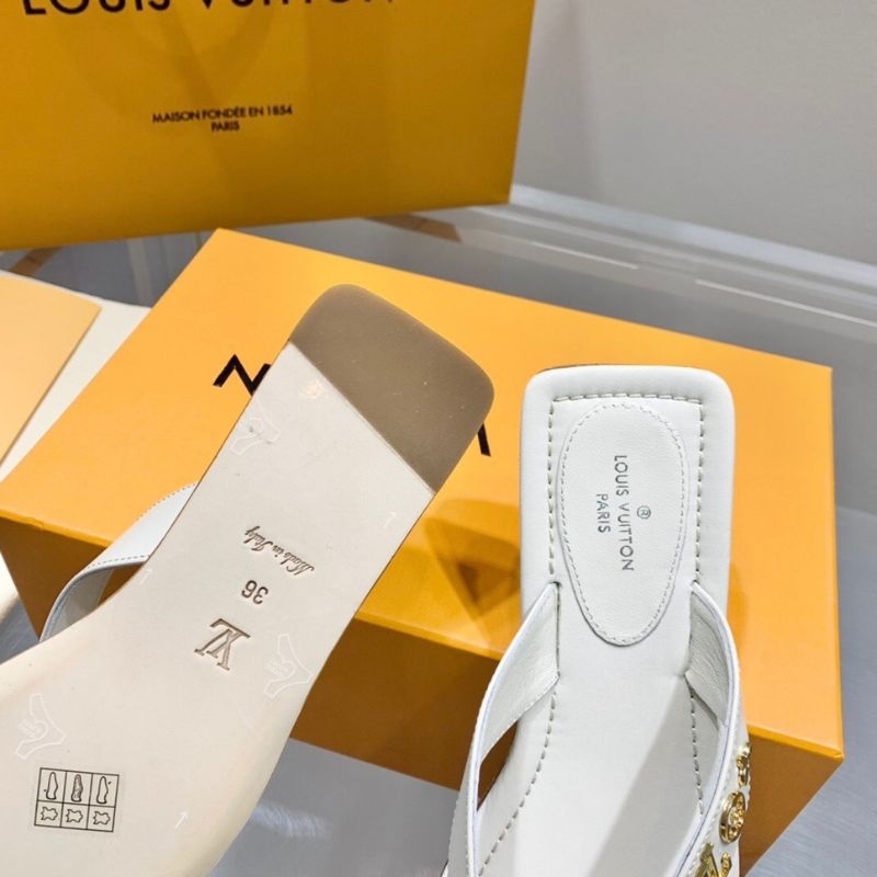 Louis Vuitton square-toe, thong mule with a stiletto heel