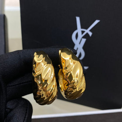 Saint Laurent Textured Chunky Hoop Earrings