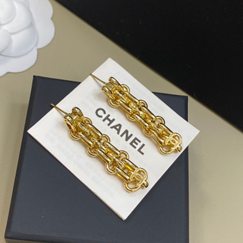 Chanel triple-row chain drop earrings,