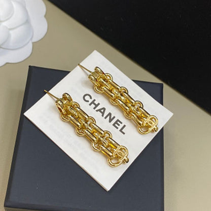 Chanel triple-row chain drop earrings,