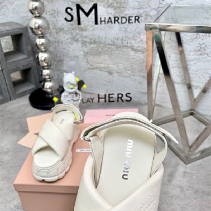 Miu Miu Sporty Matelassé Nappa Leather Sandals.