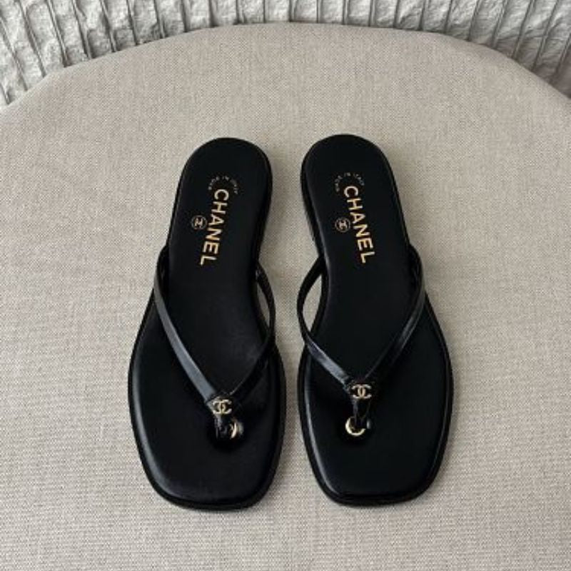 Chanel Goatskin CC Thong Flip-Flops