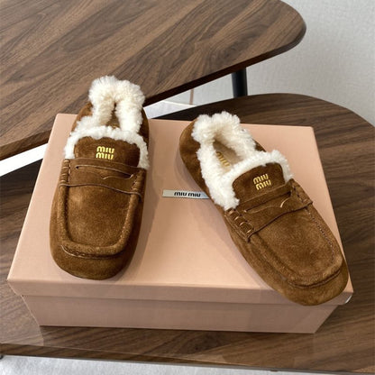 Miu Miu Ruches Suede Loafers