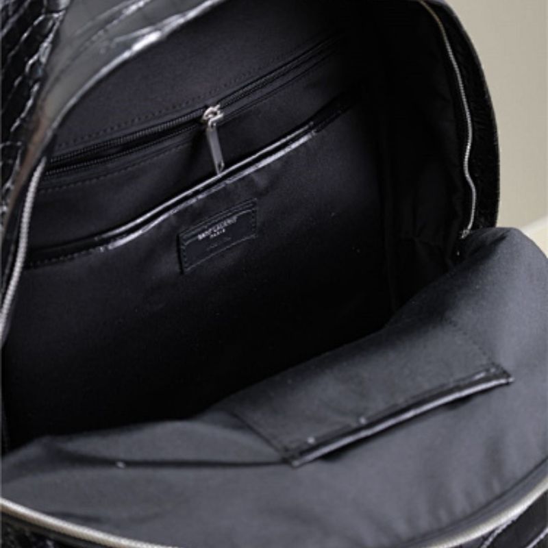 Saint Laurent City Croc-Effect Leather Backpack.
