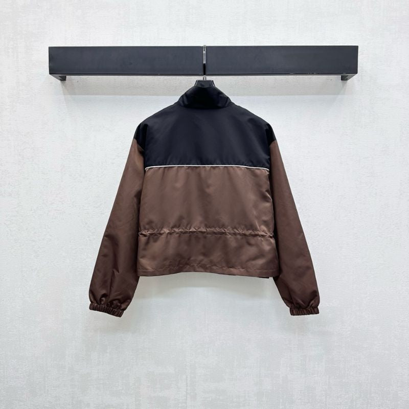 Prada color-block jacket in a black and brown two-tone design