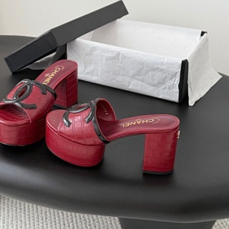 Chanel Crocodile Embossed Calfskin & Patent Calfskin Mules,