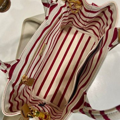 Prada Striped Cotton Canvas Mini Bag.