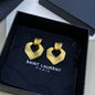 Saint Laurent (YSL) ribbed logo doorknocker hoop earrings,