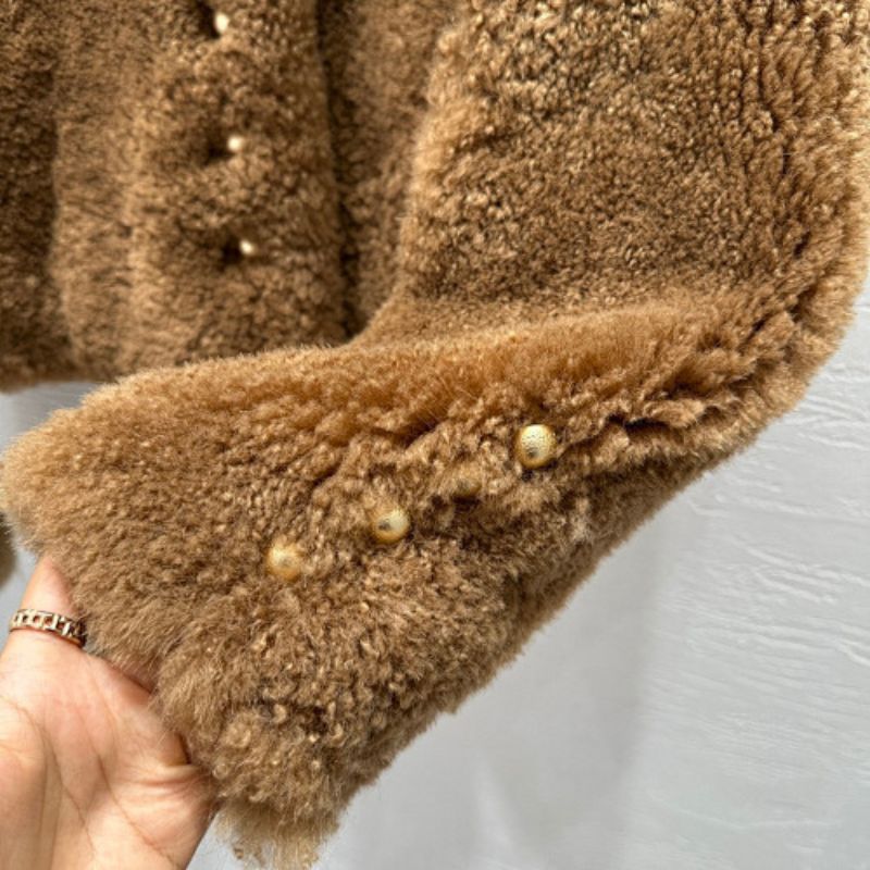 Celine brown shearling or faux-fur cropped jacket