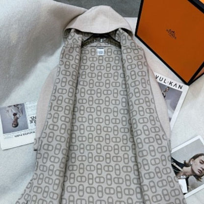 Hermès beige hooded coat with a belt