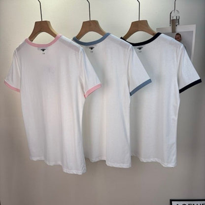 Christian Dior Dioriviera T-shirt in white cotton jersey with black trim.