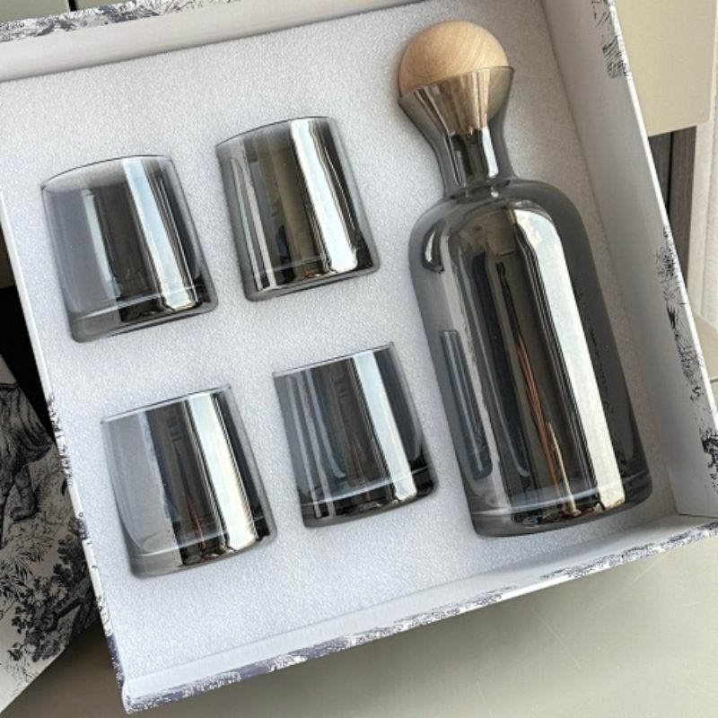 Dior-inspired smoked glass carafe and tumbler set,