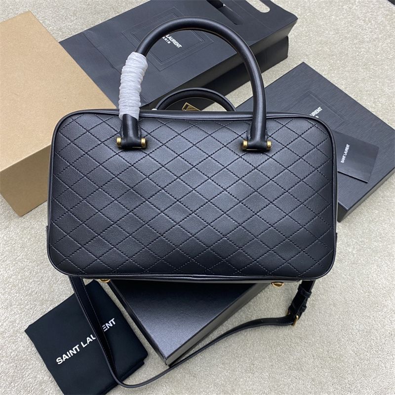 Saint Laurent Lyia Quilted Leather Duffle Bag.