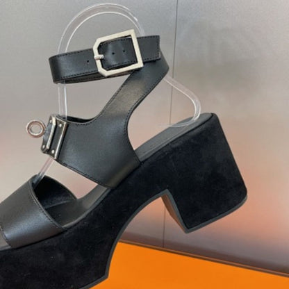 Hermès Ilona 90 Sandals in black calfskin