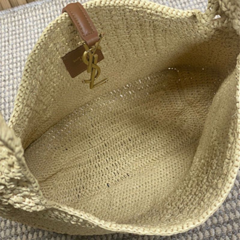 Saint Laurent (YSL) Le 5 à 7 Soft Hobo in crocheted raffia.