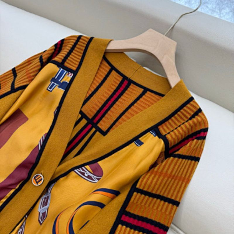 Hermès "Lettres Equestres" long cardigan.