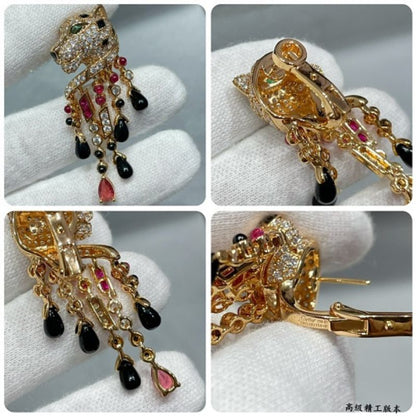 Panthère de Cartier Ruby and Onyx Tassel Drop Earrings,
