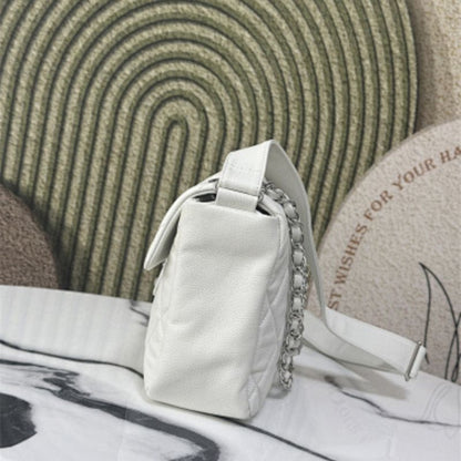 Chanel 24C Large Hobo Bag in White Grained Calfskin (Caviar) leather.