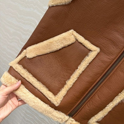 Celine Vintage-Finish Vest in Shearling.